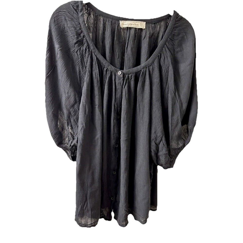 Abercrombie & Fitch Lightweight Black Top With Balloon Sleeves Size XL